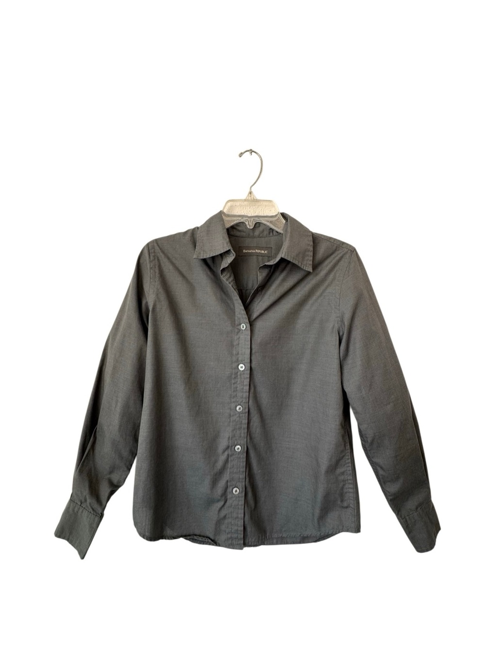 Banana Republic Women's Gray Long-Sleeve Button Shirt 100% Cotton SZ XS